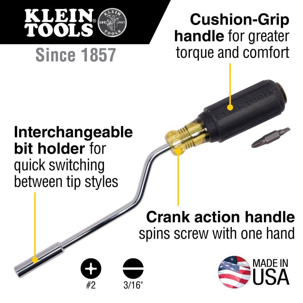 Klein Tools 6 in. Interchangeable Rapi-Driv Screwdriver- Cushion Grip Handle (2)