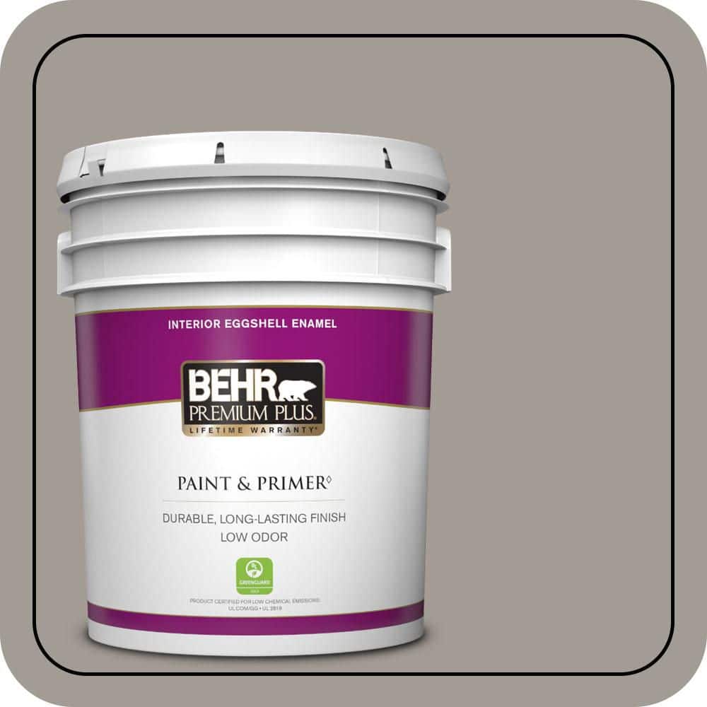 BEHR PREMIUM PLUS 5 gal. #PPU18-15 Fashion Gray Eggshell Enamel Low Odor Interior Paint & Primer