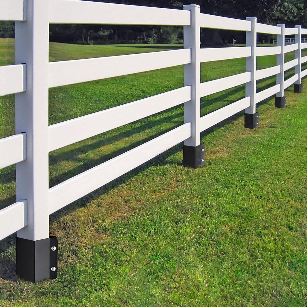 SKYSHALO Fence Post Anchor Ground Spike,4 Pack 24 in. L x 4 in. W x 4 in. H Outer Diameter, Metal Powder Coated Post Stake Ground (2)