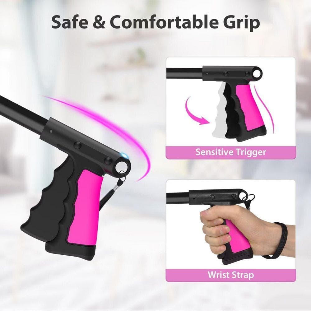 Justincity 36 in. Foldable Grabber Reacher Tool 360° Rotating Jaw 2-Magnets Lightweight Pink for Seniors (3)