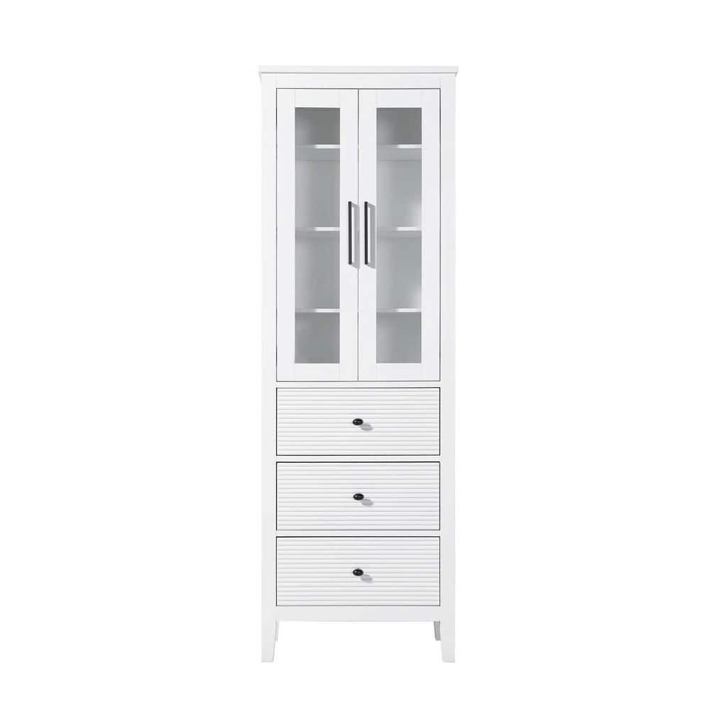 TIMELESS HOME 24 in. W x 18 in. D x 72 in. H White Freestanding Linen Cabinet (1)