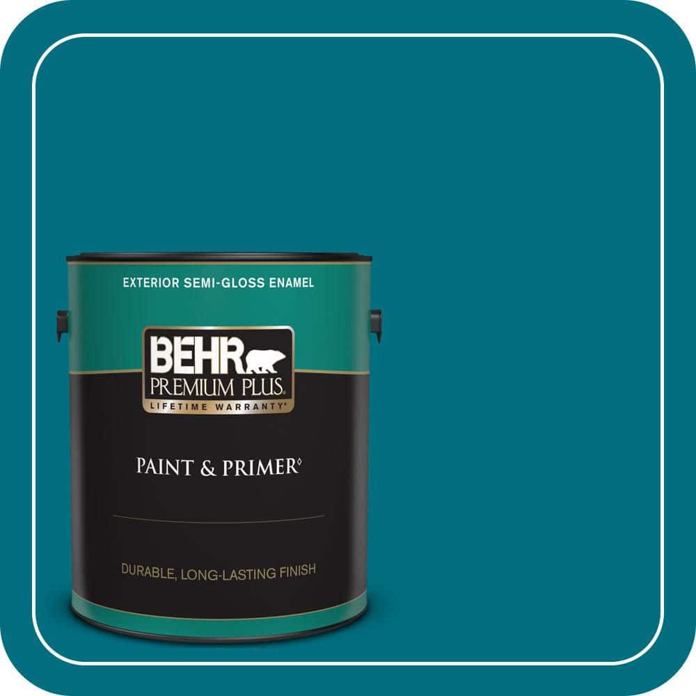 BEHR PREMIUM PLUS 1 gal. #MQ4-54 Coastal Jetty Semi-Gloss Enamel Exterior Paint & Primer