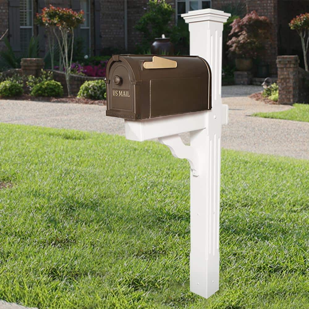 Unbranded Postal Pro Post-Mount Hampton Mailbox in Bronze with Gold Lettering (2)