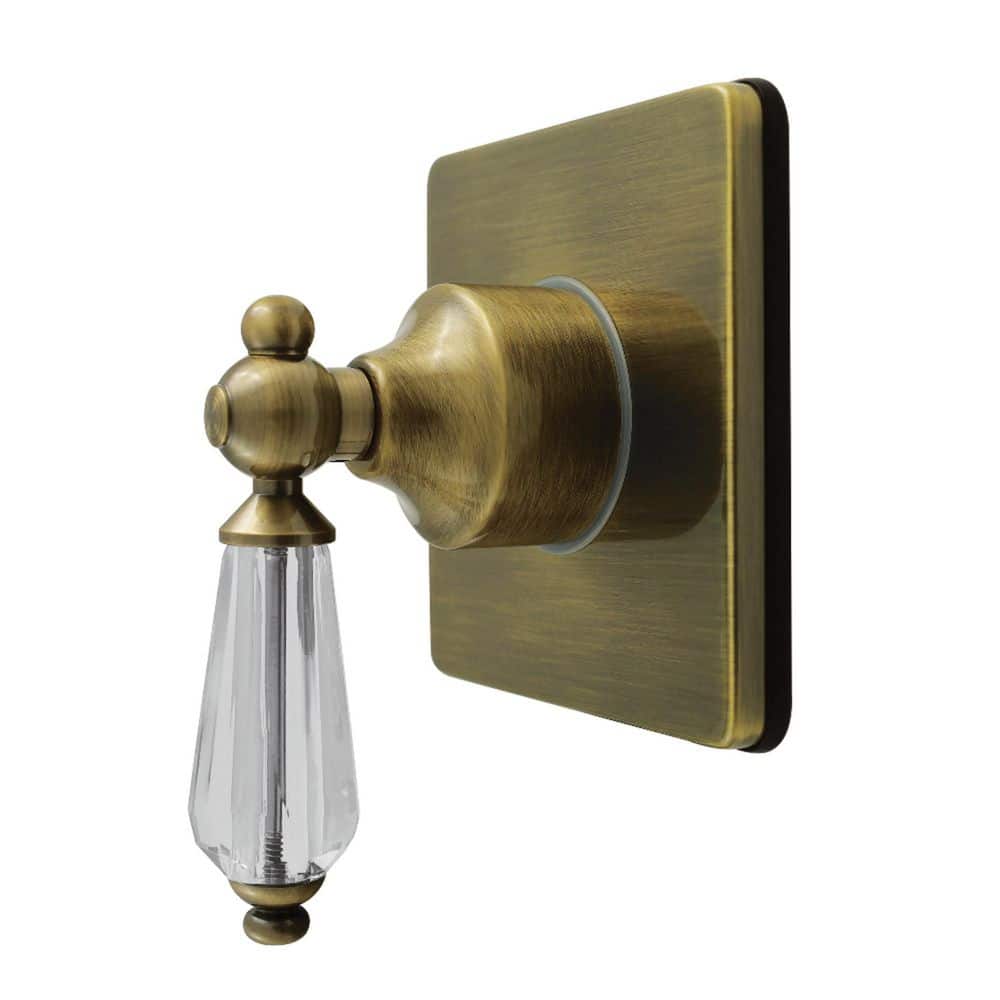 Kingston Brass Willshire 3/4 in. Single-Handle 1-Hole Wall Mount 6-Way Diverter Valve with Trim Kit in Antique Brass (1)