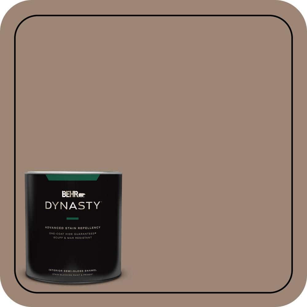 BEHR DYNASTY 1 qt. #PPU5-16 Earthnut One-Coat Hide Semi-Gloss Enamel Interior Stain-Blocking Paint and Primer