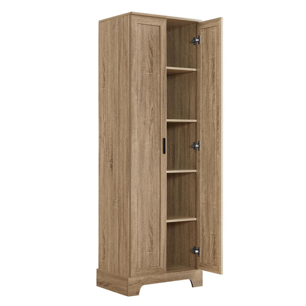 cadeninc 23.30 in. W x 16.9 in. D x 71.2 in. H Bathroom Storage Cabinet with 2-Doors and Adjustable Shelf, Brown (3)
