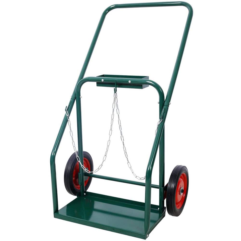 Amucolo 440 lbs. Capacity Cylinder Cart, Welding Cylinder Hand Truck, Dual Oxygen Tank Cart Dolly W/ 10 in. Solid Rubber Wheels