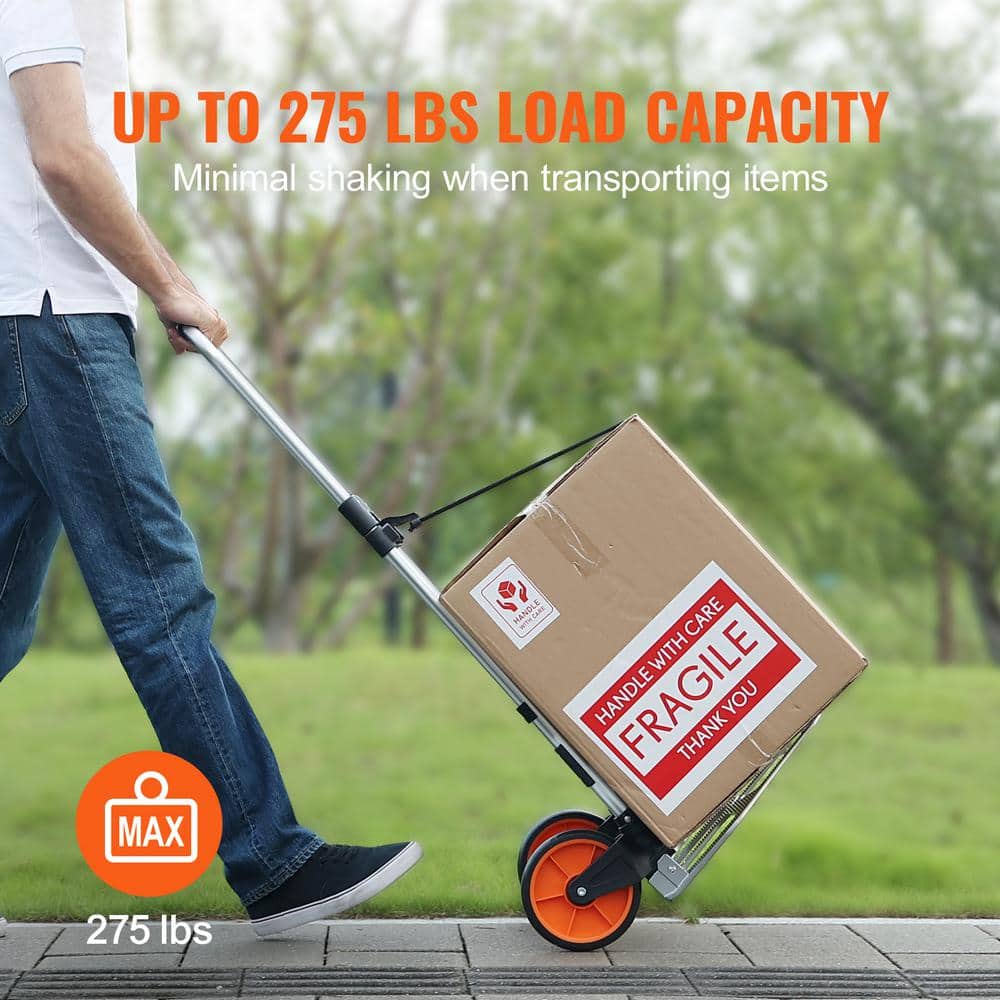 SVOPES Folding Hand Truck, 275 lbs. Capacity, Aluminum Portable Cart, Convertible with Telescoping Handle and PP+TPR Wheels (2)