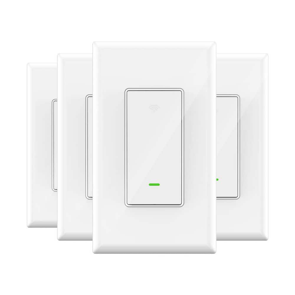Yichuhaoxi Smart Single-Pole Illuminated Antimicrobial Rocker Light Switch White 4-Pack with Alexa and Google Assistant 2. 4Ghz (1)