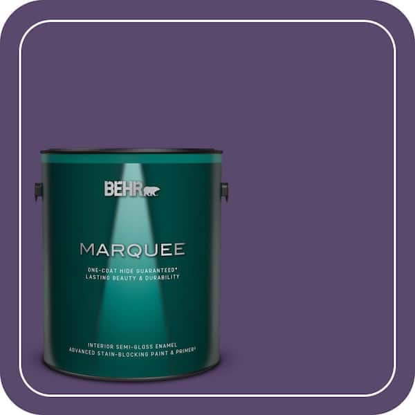 BEHR MARQUEE 1 gal. #P570-7 Proper Purple One-Coat Hide Semi-Gloss Enamel Interior Paint & Primer (2)