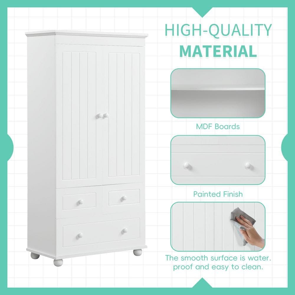 Unbranded 30.6 in. W 15.8 in. D 62.7 in. H Linen Cabinet with Adjustable Shelf and 3 Drawers for Bathroom, Office (3)