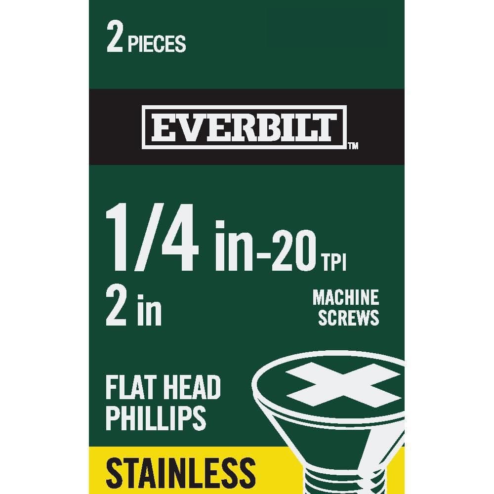 Everbilt 1/4 in.-20 x 2 in. Phillips Flat Head Stainless Steel Machine Screw (2-Pack)