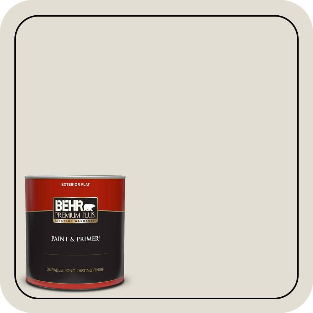 BEHR PREMIUM PLUS 1 qt. #N220-1 Spun Wool Flat Exterior Paint & Primer