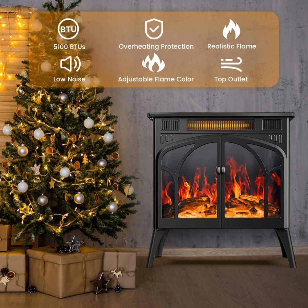 R.W.FLAME 23.48 in. Freestanding Electric Fireplace Stove Heater in Black (2)