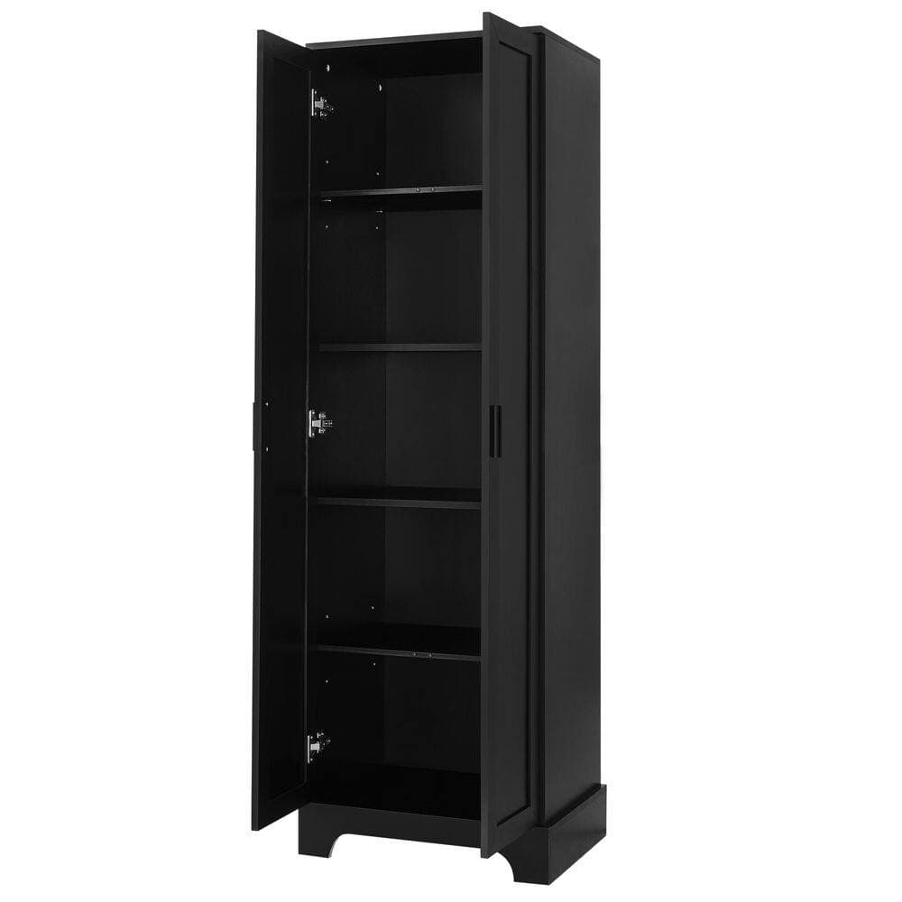Unbranded 23.3 in. W x 16.9 in. D x 71.2 in. H Black Storage Linen Cabinet with 2 Doors and Adjustable Shelf for Bathroom (3)