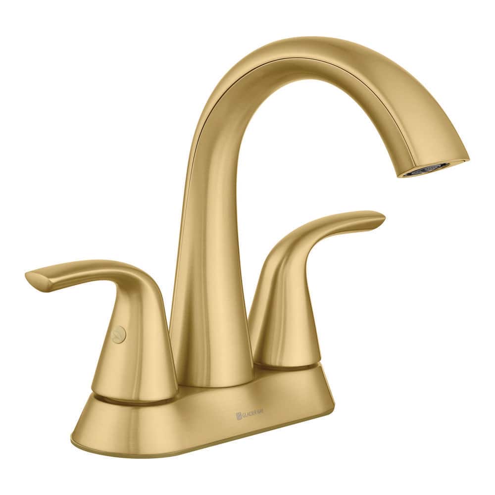 Glacier Bay Irena 4 in. Centerset Double-Handle High-Arc Bathroom Faucet in Brushed Gold
