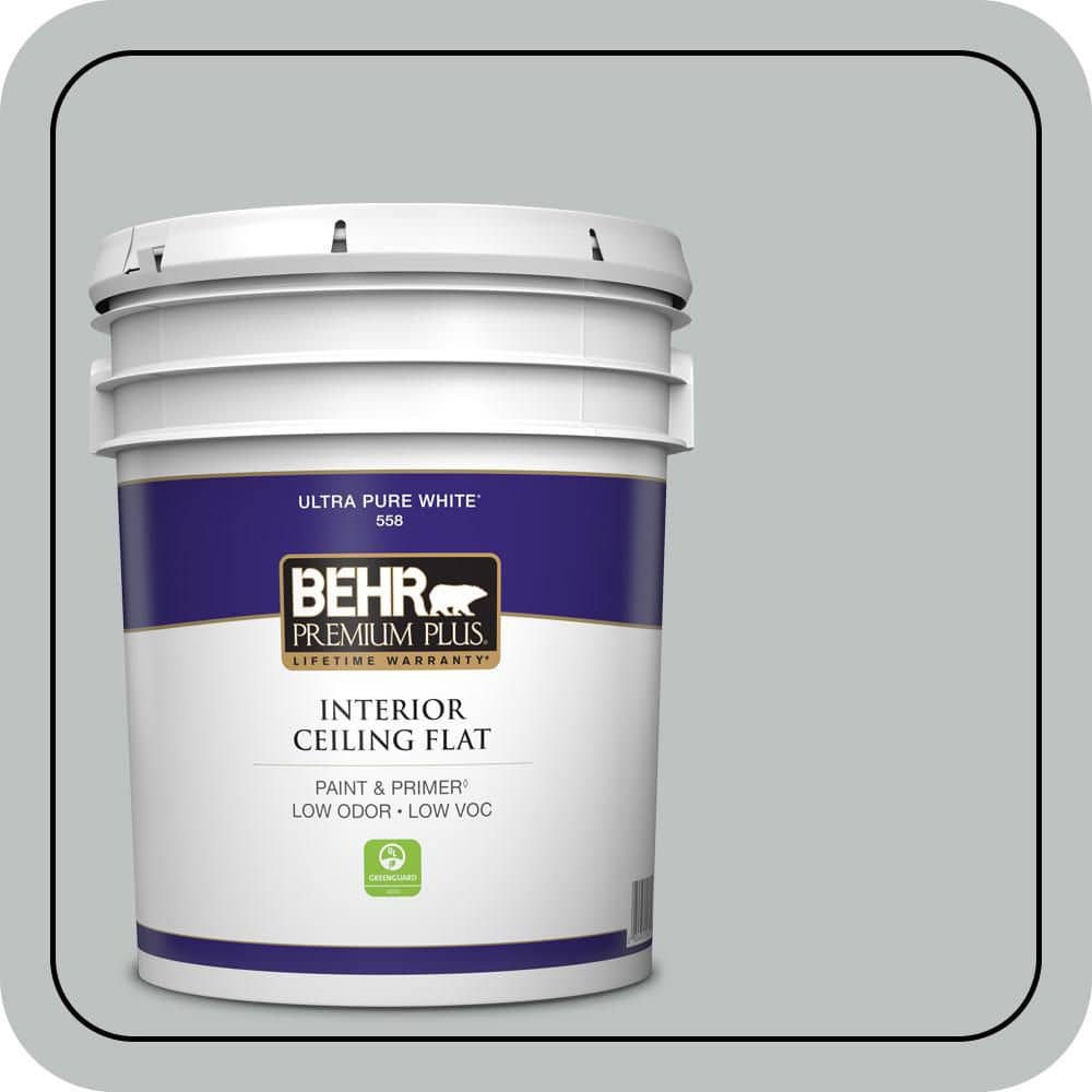 BEHR PREMIUM PLUS 5 gal. #PPU26-18 Silver Mine Ceiling Flat Interior Paint & Primer (1)