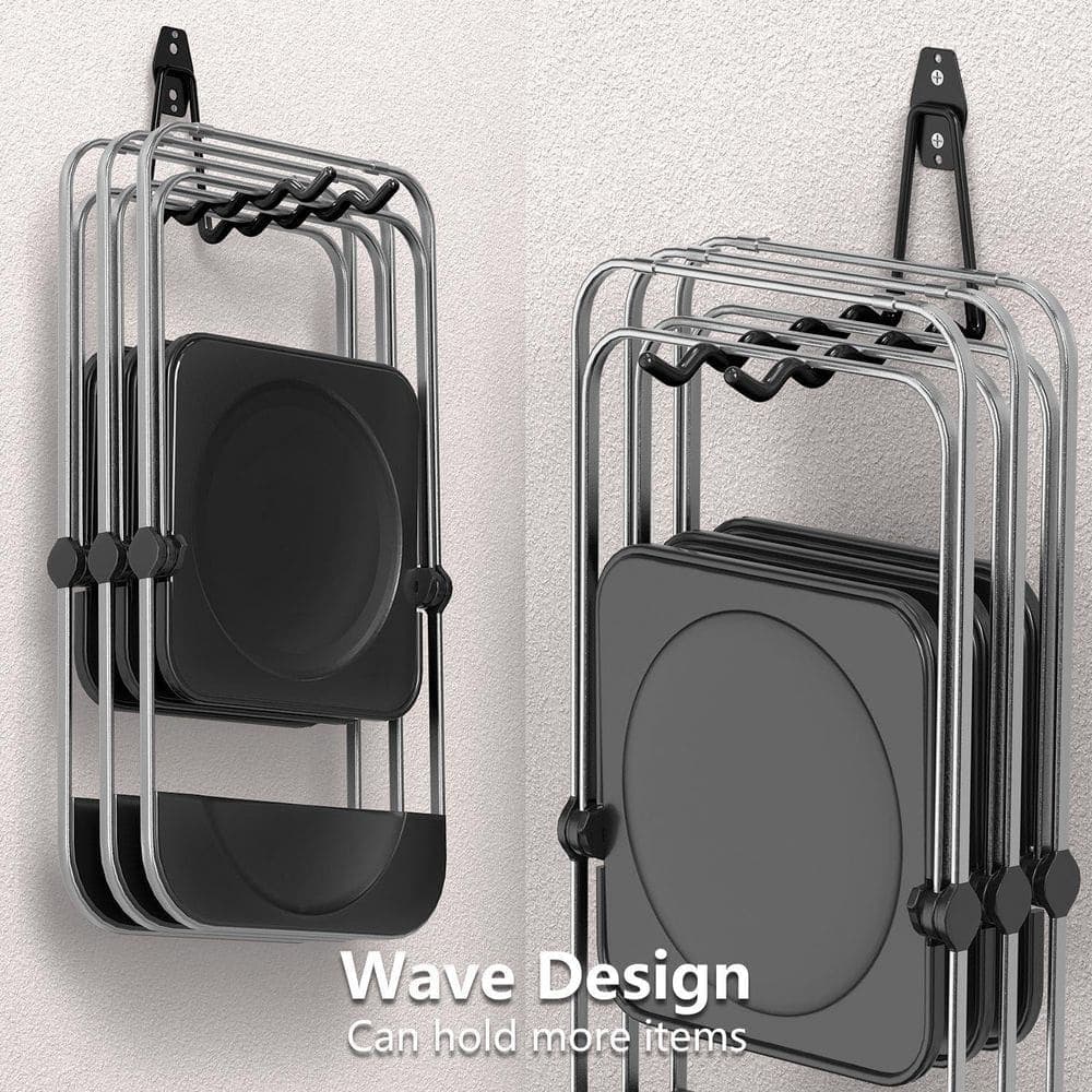 NVNOO 7.7 in. W Shaped Garage Long Hooks with 2 Extension Cord Holder Organizer for Garden Tool Bikes Hanging, Black (4-Pack) (3)