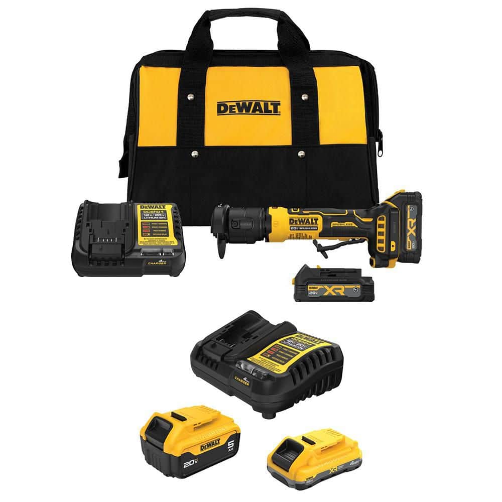 DEWALT ATOMIC 20V MAX Lithium-Ion 3 in. Cordless Brushless Cut-Off Tool Kit w/ 5Ah, 4Ah and (2)1.7 Ah Batteries and (2)Chargers (1)
