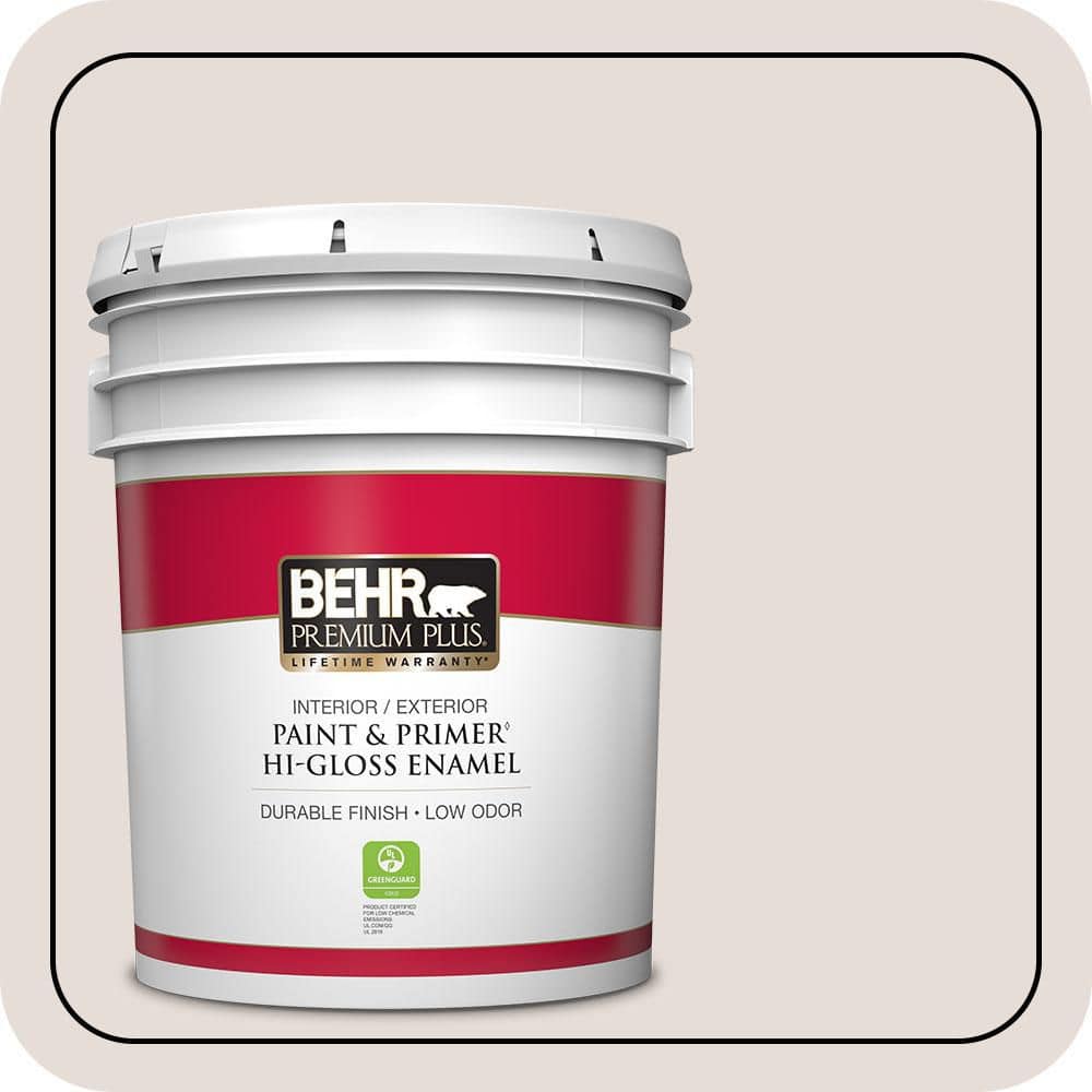 BEHR PREMIUM PLUS 5 gal. #PR-W11 Patience Hi-Gloss Enamel Interior/Exterior Paint & Primer