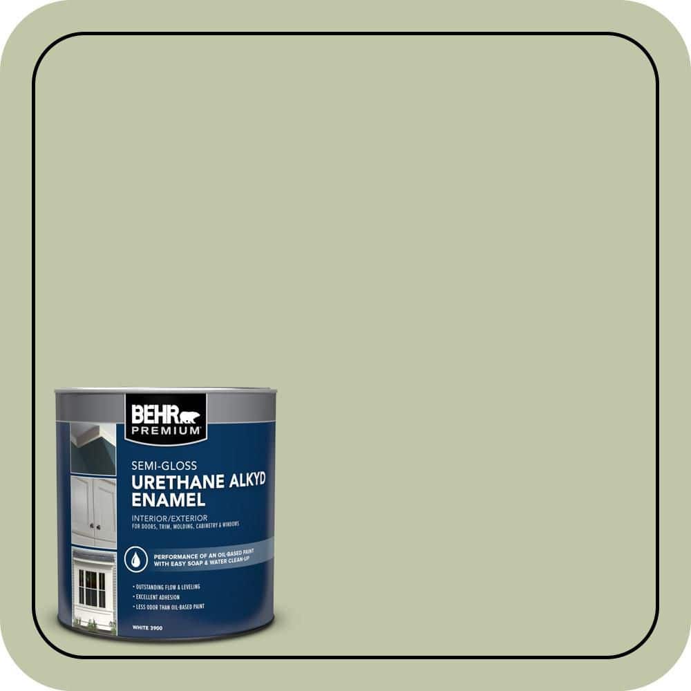 BEHR PREMIUM 1 qt. #PPU10-8 Minted Lemon Semi-Gloss Enamel Urethane Alkyd Interior/Exterior Paint (1)