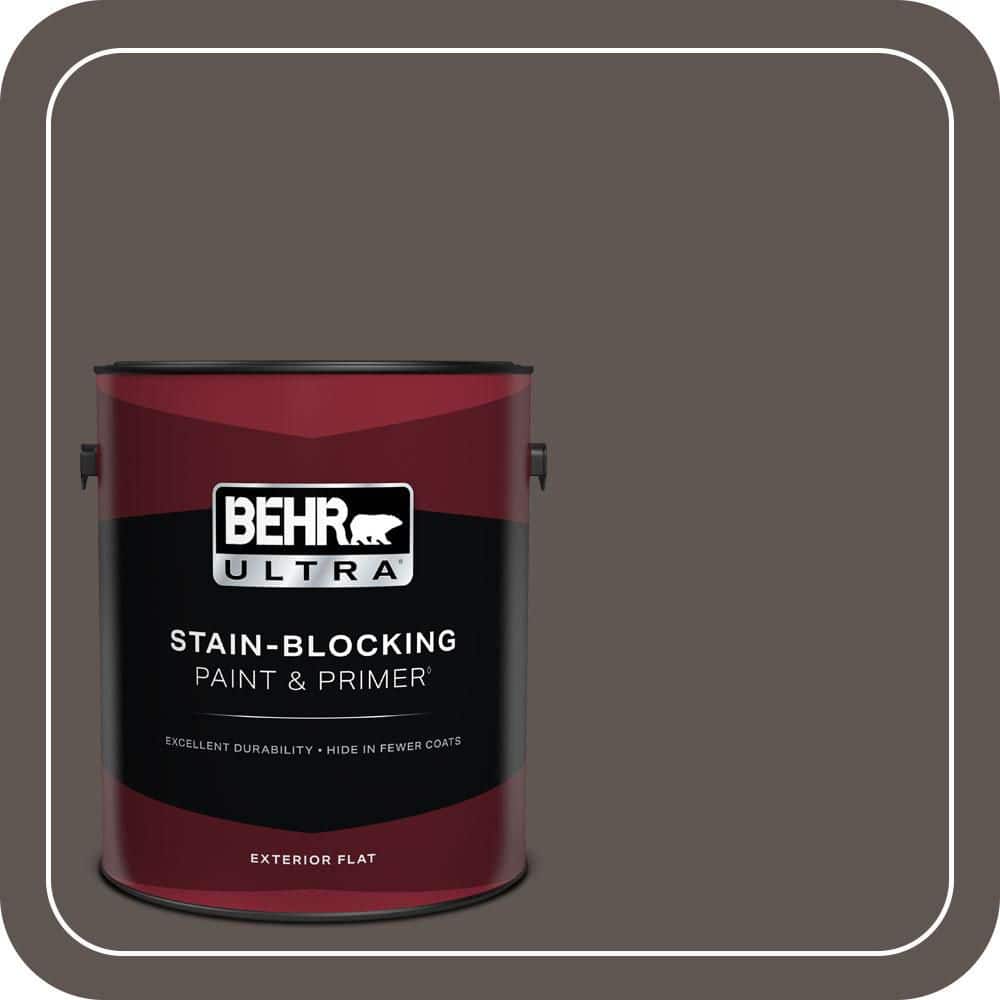 BEHR ULTRA 1 gal. #N140-7 Timber Brown Flat Exterior Paint & Primer