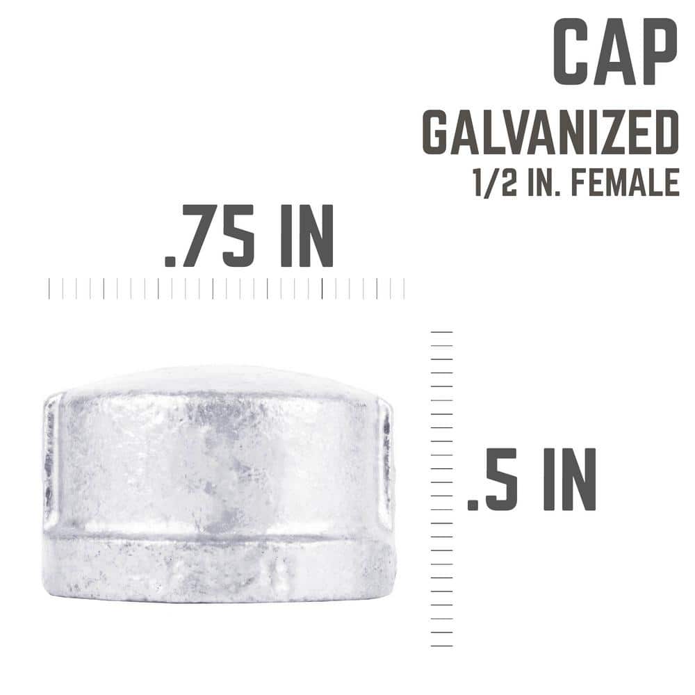 PIPE DECOR 1/2 in. Galvanized Iron Cap, Pack (3)