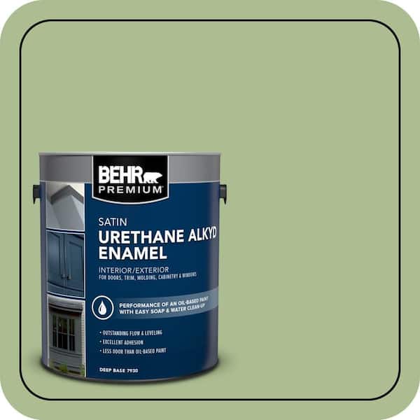 BEHR PREMIUM 1 gal. #M370-4 Chervil Leaves Urethane Alkyd Satin Enamel Interior/Exterior Paint (2)