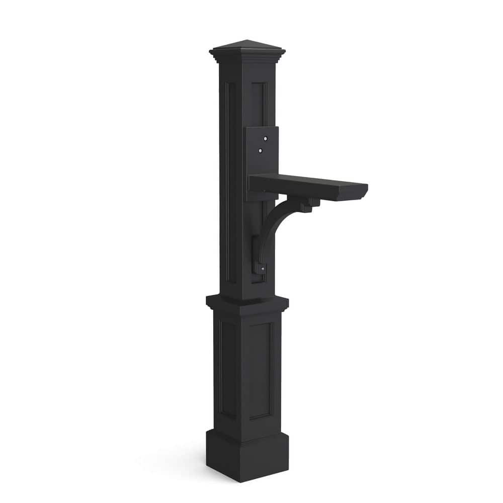 Mayne Newport Plus Decorative Polyethylene Mailbox Post, Black