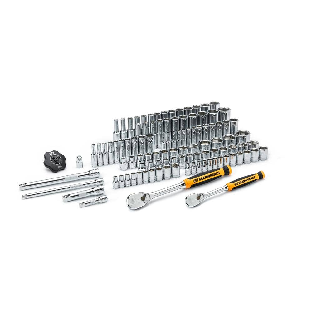 GEARWRENCH 1/4 in. and 3/8 in. Drive 6-Point Standard & Deep SAE/Metric 90-Tooth Ratchet and Socket Mechanics Tool Set (106-Piece) (3)