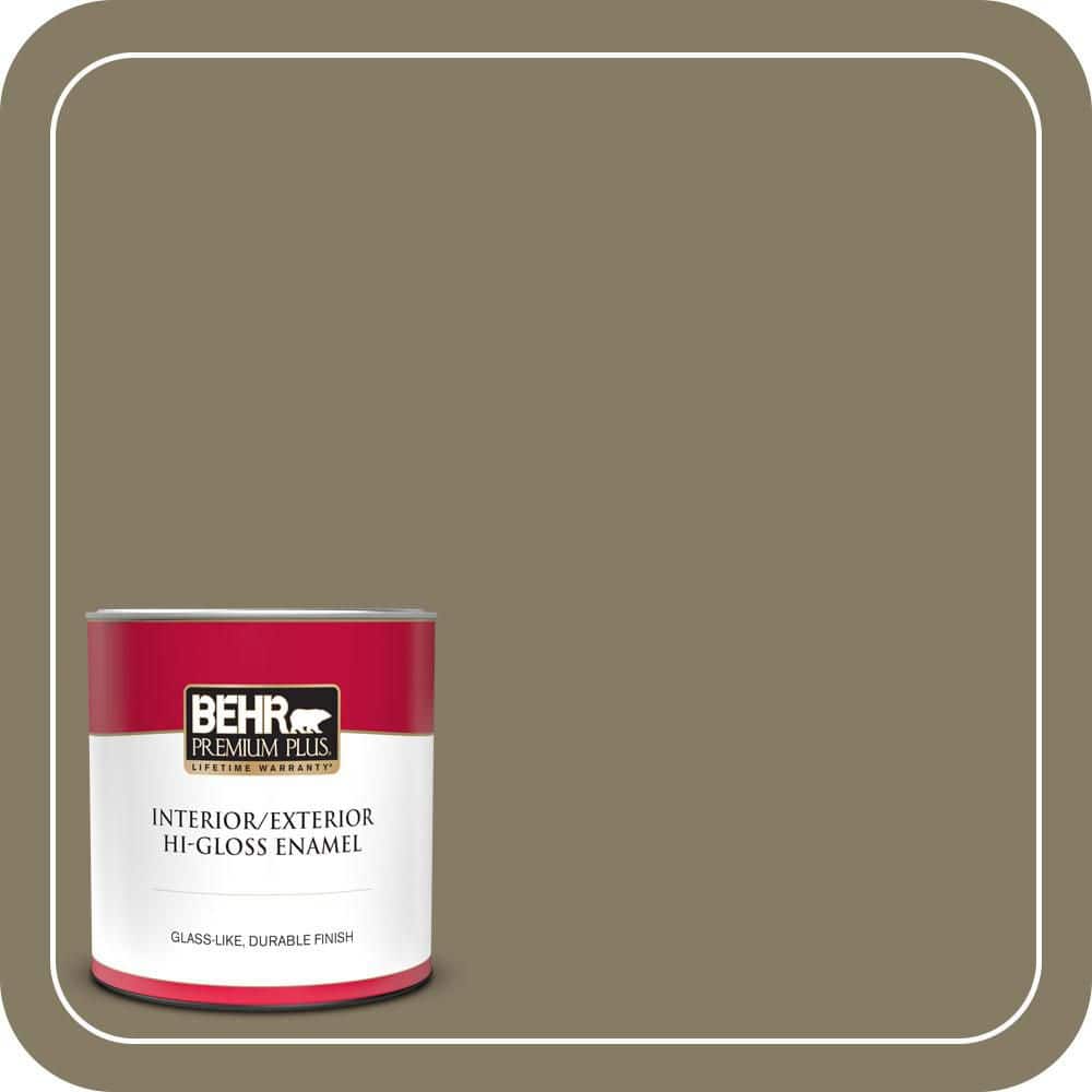 BEHR PREMIUM PLUS 1 qt. #PPU8-24 Deserted Island Hi-Gloss Enamel Interior/Exterior Paint & Primer (1)