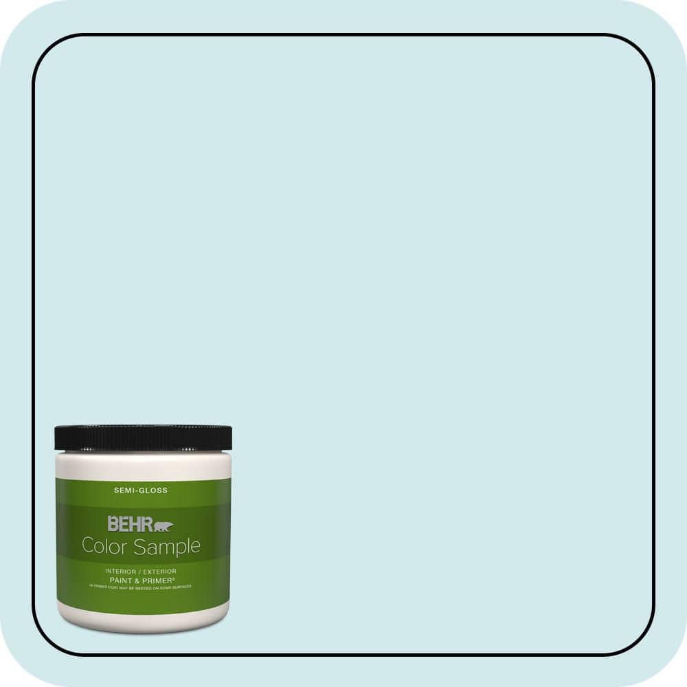 BEHR PREMIUM PLUS 8 oz. #540C-1 Mineral Water Semi-Gloss Interior/Exterior Paint & Primer Color Sample