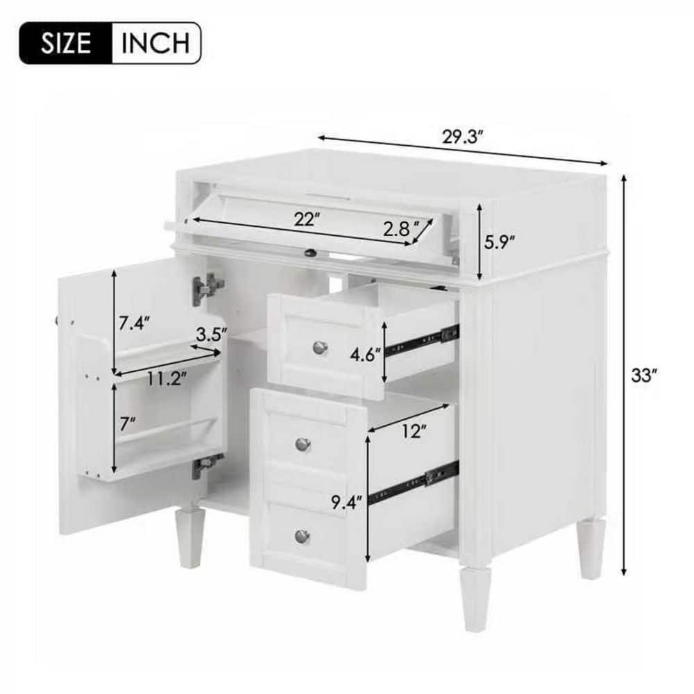 Virubi Modern Bath Vanity Cabinet without Top with 2 Drawers and a Tip-out Drawer (3)