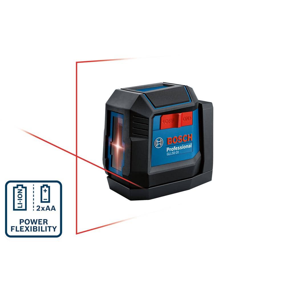 Bosch Dual Power Battery Green Beam Self-Leveling Cross-Line Laser Level with Lithium Ion Battery