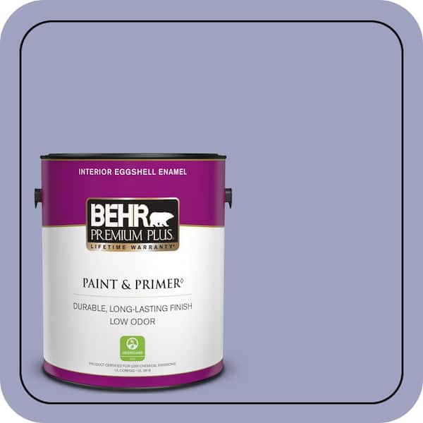 BEHR PREMIUM PLUS 1 gal. #630D-4 Ruffled Iris Eggshell Enamel Low Odor Interior Paint & Primer (2)