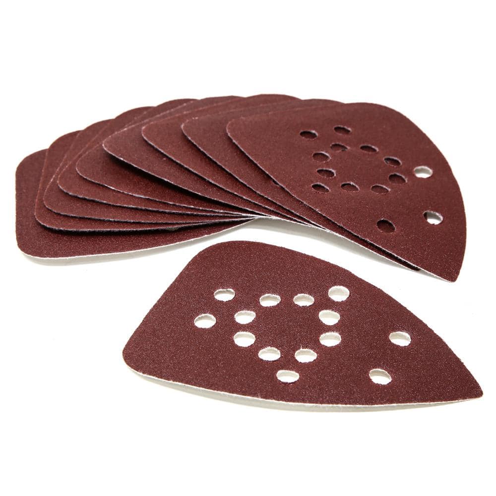 WEN 5 in. x 3.75 in. 120-Grit Hook and Loop Palm Sander Sandpaper for the Cordless Palm Sander (10-Pack)