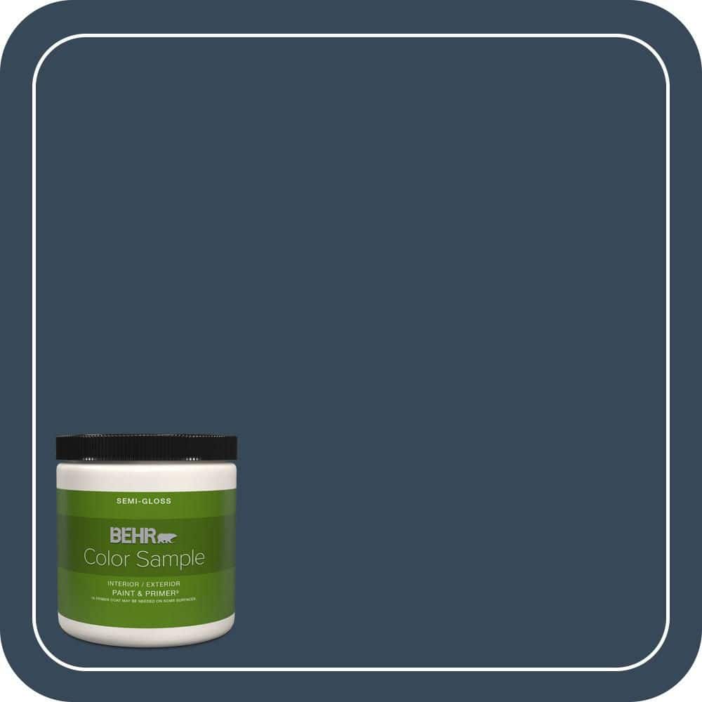 BEHR PREMIUM PLUS 8 oz. #570F-7 Midnight Dream Semi-Gloss Interior/Exterior Paint & Primer Color Sample