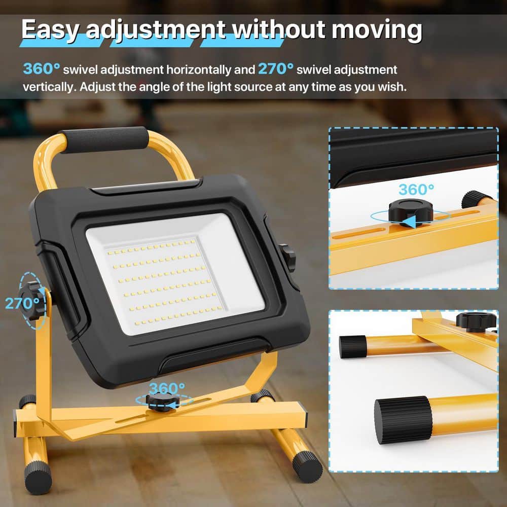 Unbranded 50W 5000 Lumen LED Portable Work Light Flood Light with 6.6 ft. Cord and Switch, Job Site Garage Workshop Car Repairing (3)