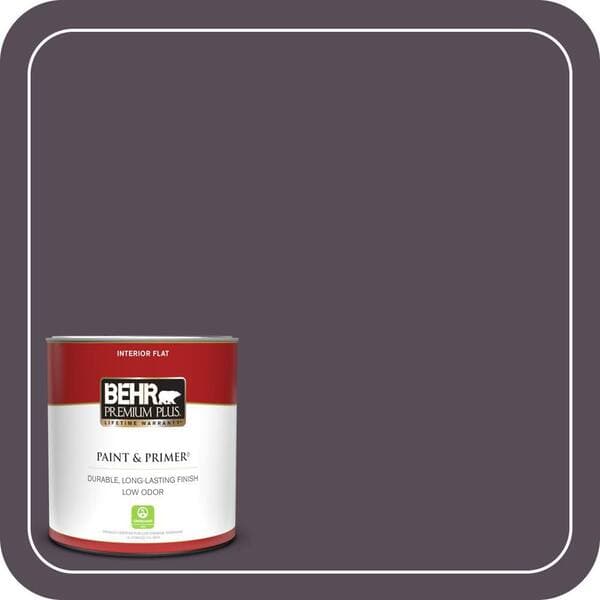 BEHR PREMIUM PLUS 1 qt. #670F-7 Blackberry Wine Flat Low Odor Interior Paint & Primer (2)