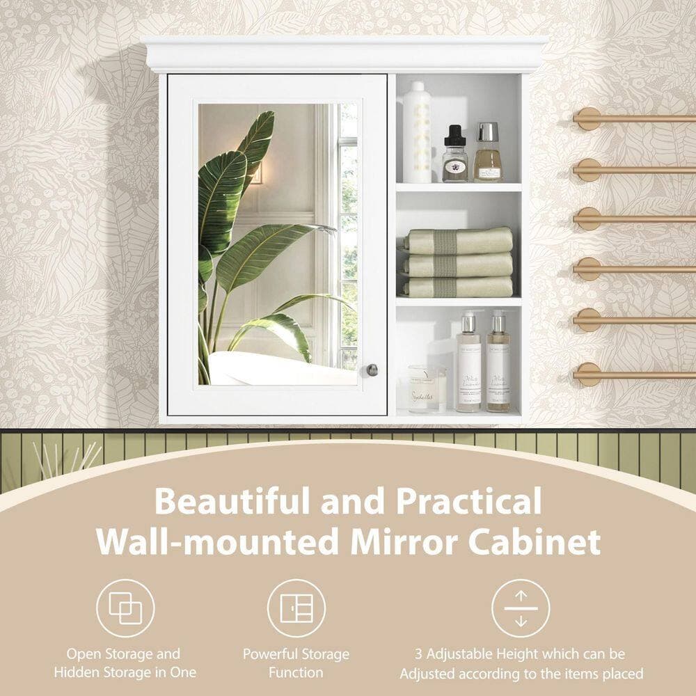 Siavonce 7 in. W x 30 in. D x 29 in. H Bathroom Wall Mounted Linen Cabinet with Storage Organizer and Dividers, White (3)