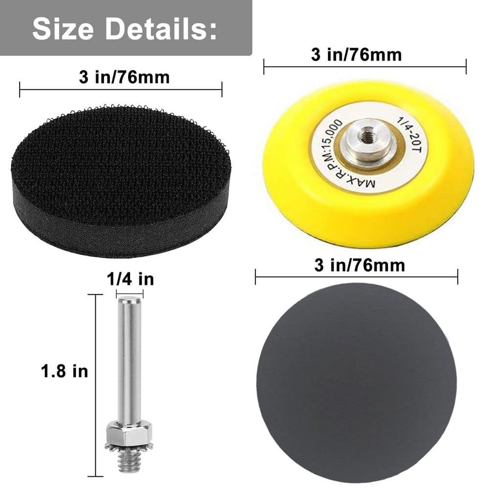 LAIFUCAM 3 in. Sanding Discs with Assorted 120 to 5000 Grit Wet Dry Silicon Carbide Hook and Loop Sandpaper 140-Pieces Pack (3)