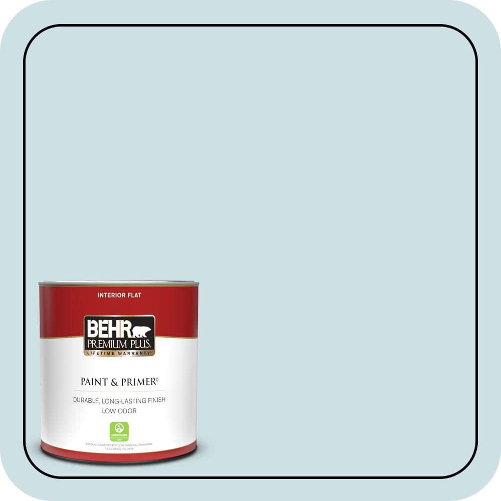 BEHR PREMIUM PLUS 1 qt. #530E-2 Cool Sky Flat Low Odor Interior Paint & Primer