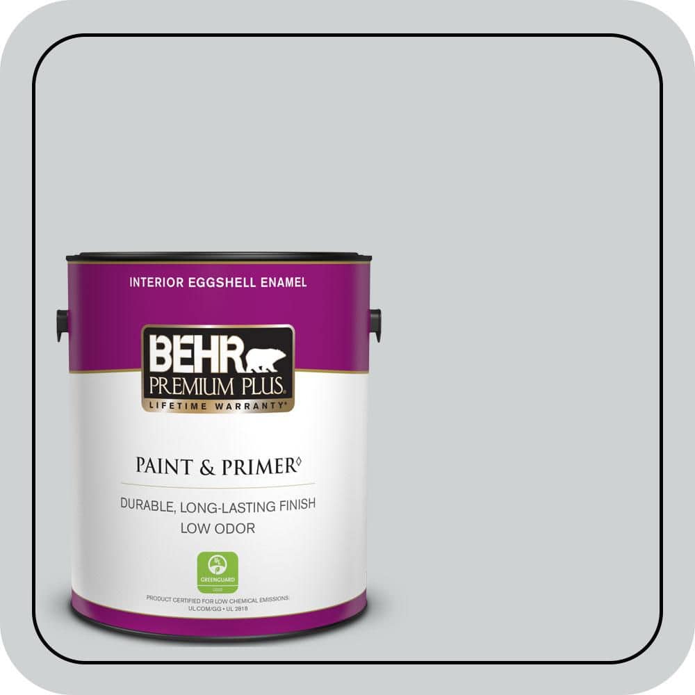 BEHR PREMIUM PLUS 1 gal. #N510-1 Silver Shadow Eggshell Enamel Low Odor Interior Paint & Primer