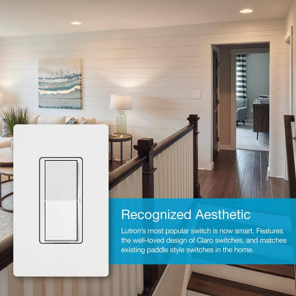 Lutron Claro Smart Switch for Caseta, On/Off Control of Lights/Fans, 5-Amp/Neutral Wire Required, (DVRF-5NS-GR) (3)