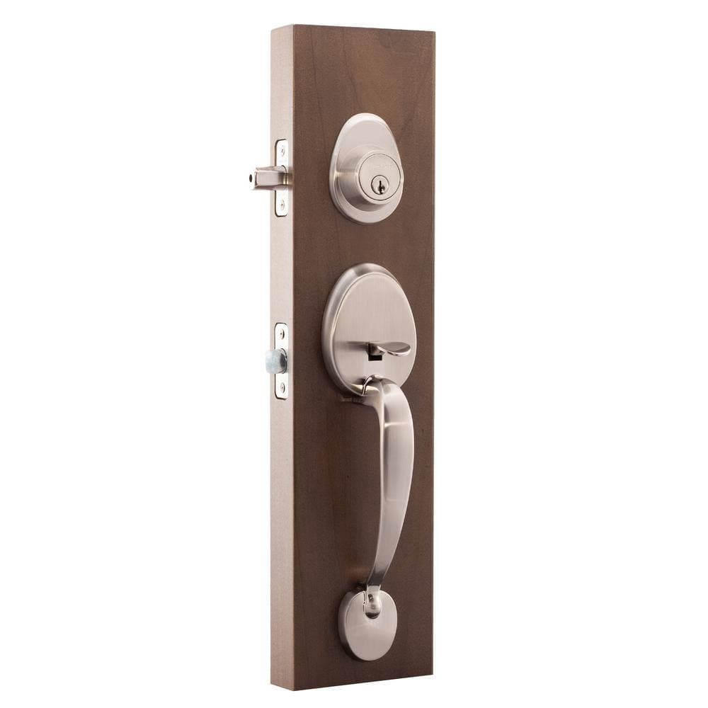 Copper Creek Colonial Satin Stainless Door Handleset and Waverly Handle Trim (2)