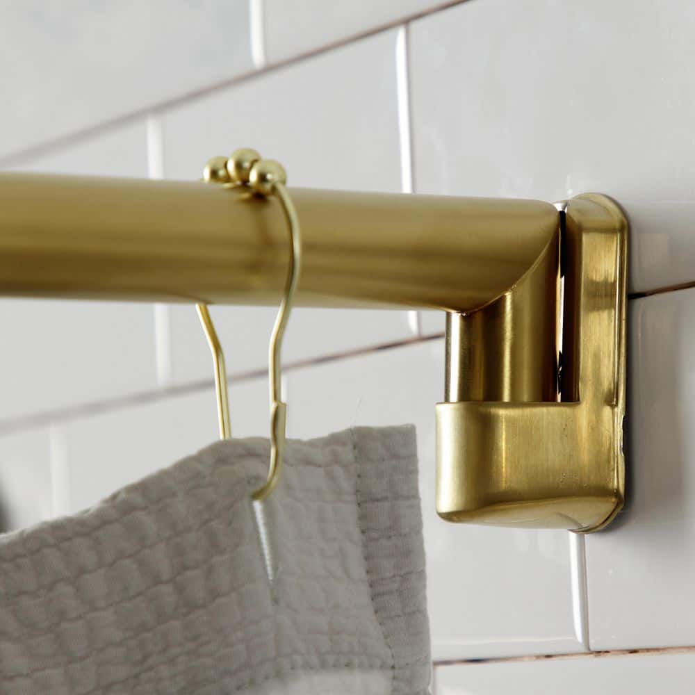Kingston Brass Edenscape 60 in. to 72 in. Adjustable Curved Shower Curtain Rod in Brushed Brass (3)