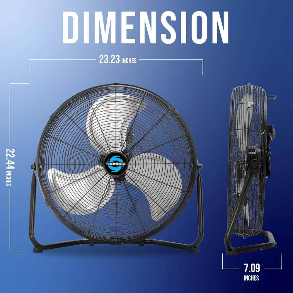 Tornado 20 in. High Velocity Metal Floor Fan, 3-Speed Powerful Cooling Industrial Fans, 120° Tilt, UL safety Listed, Black (2)
