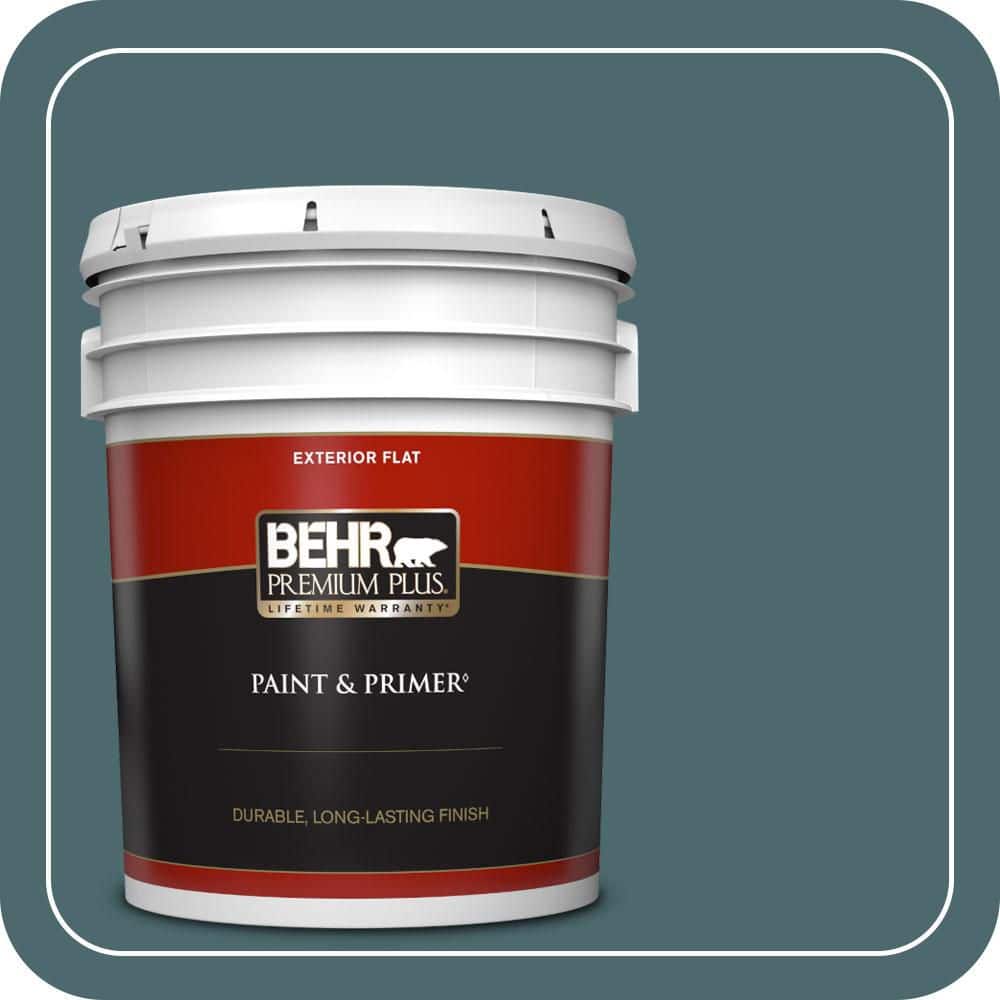 BEHR PREMIUM PLUS 5 gal. #510F-6 Solitude Flat Exterior Paint & Primer
