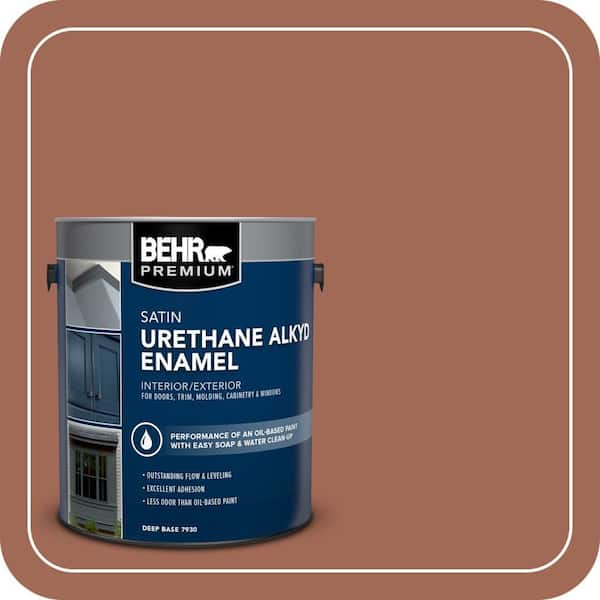 BEHR PREMIUM 1 gal. #S180-6 Perfect Penny Urethane Alkyd Satin Enamel Interior/Exterior Paint (2)