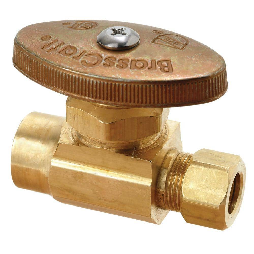 BrassCraft 1/2 in. Sweat Inlet x 3/8 in. Compression Outlet Rough Brass Multi-Turn Straight Valve